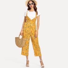 Shein Botanical Print Wide Leg Jumpsuit And Tee