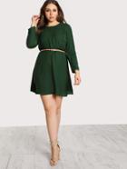 Shein Shirred Sleeve Ruffle Flounce Dress Green