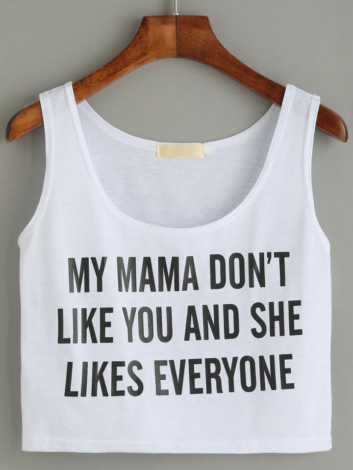 Shein White Scoop Neck Crop Tank Top