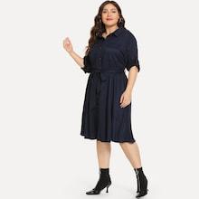 Shein Plus Flap Pocket Front Shirt Dress