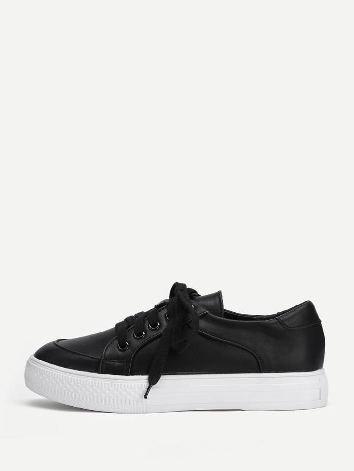 Shein Lace Up Round Toe Flatform Sneakers