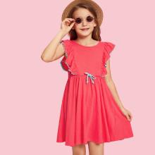 Shein Girls Dot Lace Detail Ruffle Trim Dress