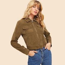 Shein 80s Pocket Patched Zipper Up Jacket