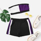 Shein Colorblock Crop Top With Shorts