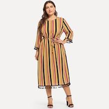 Shein Plus Fringe Detail Striped Dress