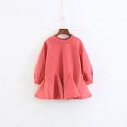 Shein Girls Drop Shoulder Ruffle Hem Solid Sweat Dress