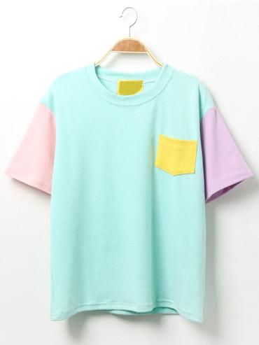 Shein Color-block T-shirt With Pocket