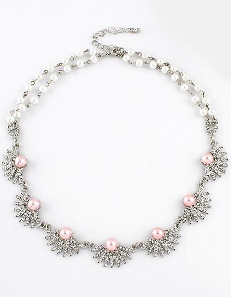 Shein Silver Bead Diamond Necklace