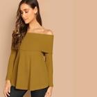 Shein Foldover Front Off Shoulder Fitted Tee