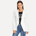 Shein Double Breasted Notched Collar Solid Blazer