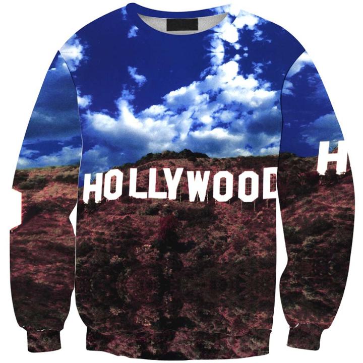 Shein 3d Digital Printing Hollywood Sky Woods Hedging Sweatshirts