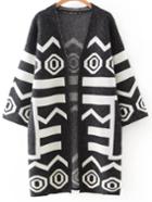 Shein Black Printed Long Cardigan