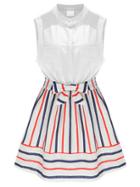 Shein Multicolor Stand Collar Striped Bow Dress
