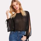 Shein Pleated Front Knot Cuff Solid Top