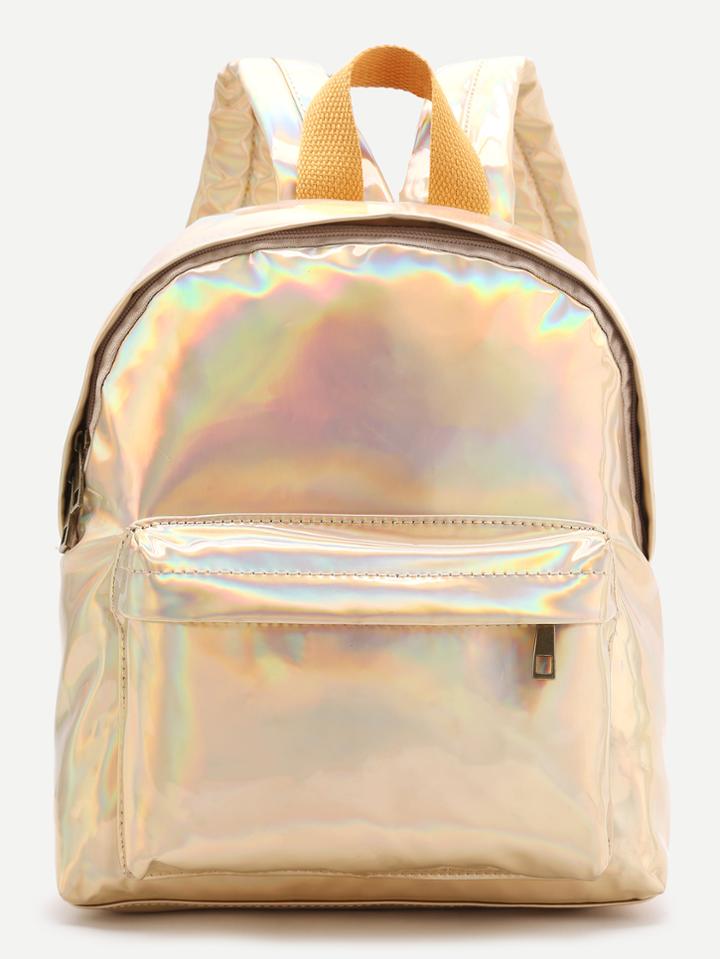 Shein Gold Front Pocket Pu Backpack