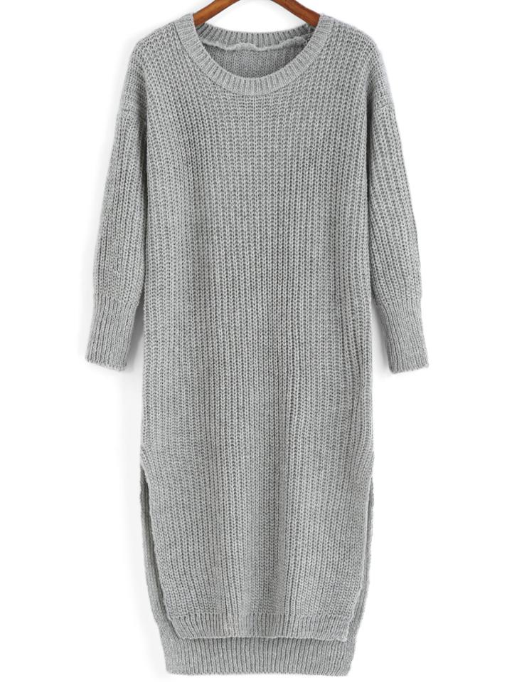 Shein Slit High Low Grey Sweater Dress