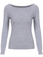 Shein Grey Boat Neck Slim Crop Knitwear
