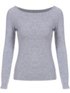 Shein Grey Boat Neck Slim Crop Knitwear