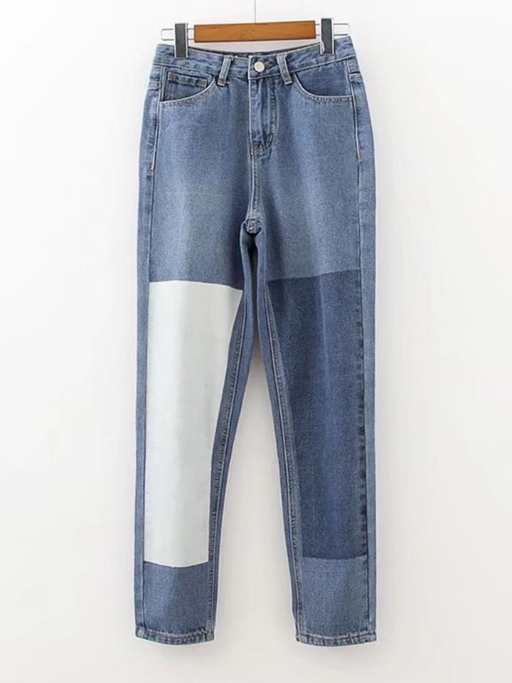 Shein Contrast Panel Jeans