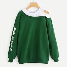 Shein Letter Print 2 In 1 Sweatshirt