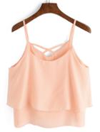 Shein Pink Spaghetti Strap Layers Chiffon Cami Top