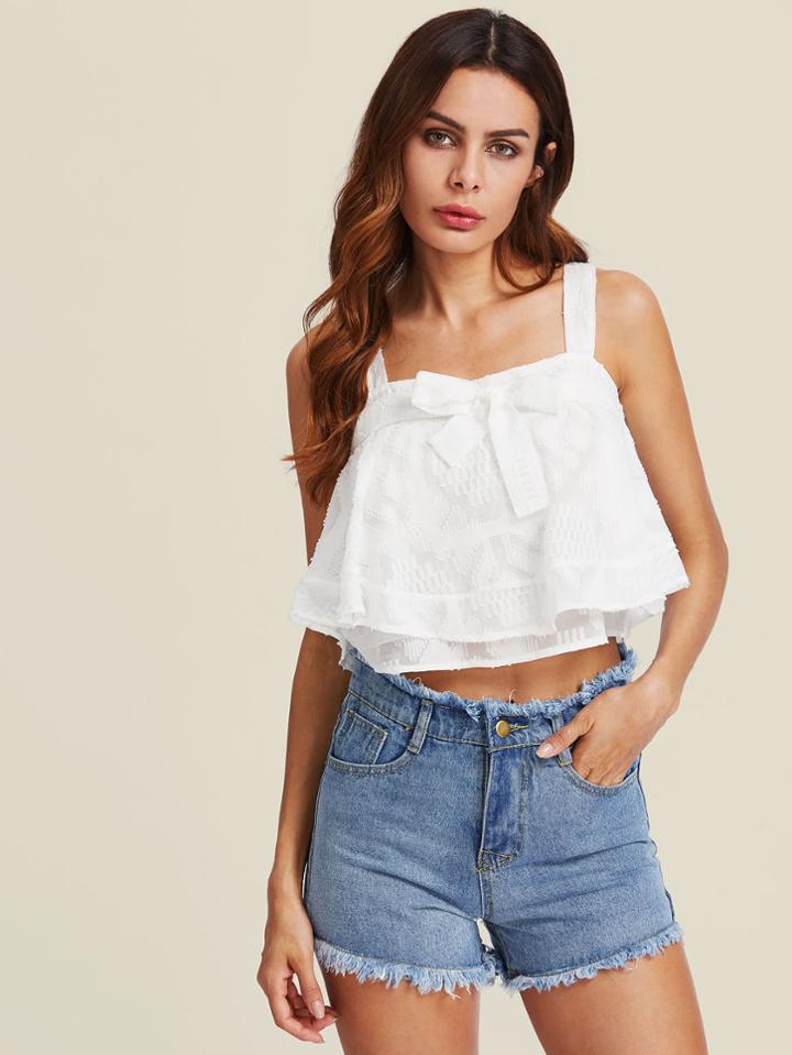 Shein Layered Bow Tie Front Crop Top