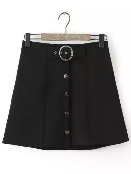 Shein Black Buckle A Line Skirt