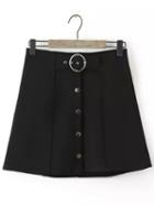 Shein Black Buckle A Line Skirt