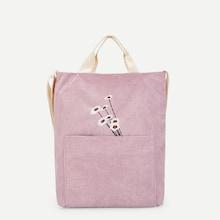 Shein Flower Embroidery Corduroy Bag
