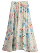 Shein Bird Print Chiffon Skirt With Elastic Waist