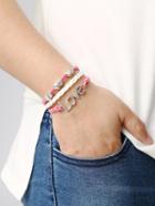 Shein Braided Leather Bracelet With Love And Heart Charm