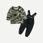 Shein Toddler Boys Camouflage Top With Overalls