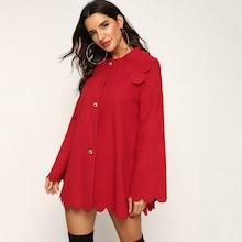 Shein Scallop Trim Single Breasted Coat