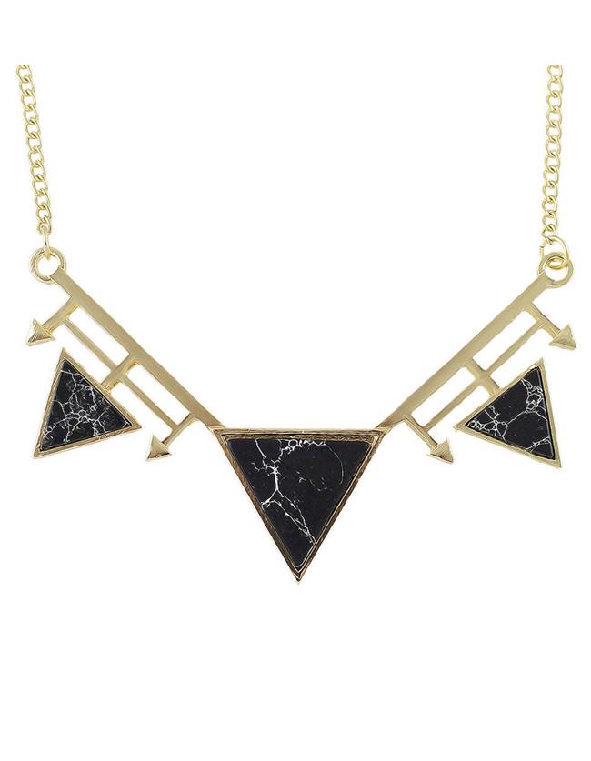 Shein Black Turquoise Triangle Pendant Necklace