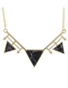 Shein Black Turquoise Triangle Pendant Necklace