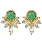 Shein Green Rhinestone Small Stud Earrings