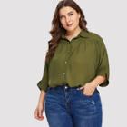 Shein Plus Batwing Sleeve Button Front Blouse