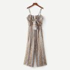 Shein Multi-stripe Tie Front Wide Leg Jumpsuit