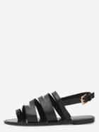 Shein Black Peep Toe Ankle Strap Slingbacks