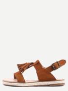 Shein Brown Open Toe Tassel Slingback Sandals