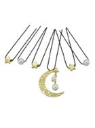 Shein 6pcs/set Hair Jewelry Star Moon Charms Pattern Barrettes Hair Accessories