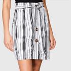 Shein Button Up Front Striped Belted Skirt