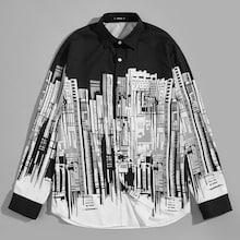 Shein Men Skyscraper Print Shirt