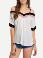 Shein Color Panel Off-the-shoulder Cami Top - White
