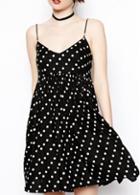 Rosewe Lovely Dot Print Open Back Spaghetti Strap Dress