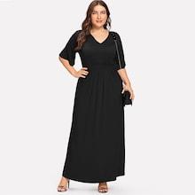 Shein Plus V Neck Solid Dress