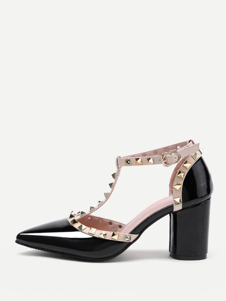 Shein Rockstud Decorated Point Toe Heeled Shoes