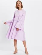 Shein Bow Tie Back Fluted Sleeve Frilled Tiered Dress