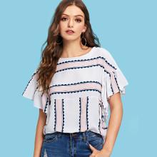 Shein Tie Back Ruffle Sleeve Blouse
