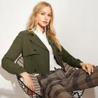 Shein Flap Front Belted Cuff Jacket